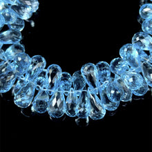 Natural Topaz Bracelet Drop Briolette Facet Cut Top Sky Blue Gemstone Handmade Jewelry