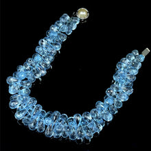 Natural Topaz Bracelet Drop Briolette Facet Cut Top Sky Blue Gemstone Handmade Jewelry