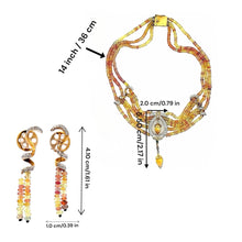 9K Yellow Gold Necklace Earring Set with Natural Diamond & Sapphire Beads Jewellery