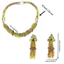 18K Gold Necklace Earring Set with Natural Diamond, Yellow Sapphire & Peridot Jewellery - JEWELNJOY