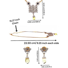 18K Two Tone Gold Necklace Earring Set with Natural Diamond Iolite & Green Gold Jewellery