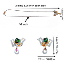 18K Two Tone Gold Necklace Earring Set with Natural Diamond & Green Tourmaline Jewellery