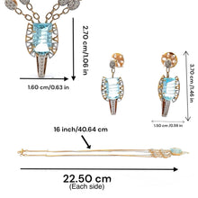 18K Two Tone Gold Necklace Earring Set with Natural Diamond & Swiss Blue Topaz Jewellery