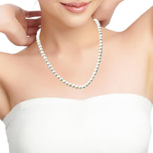Pearl White Ringed Plain June Birthstone Necklace