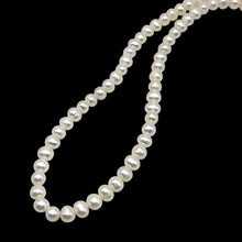 Pearl White Ringed Plain June Birthstone Necklace