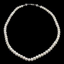 Pearl White Ringed Plain June Birthstone Necklace