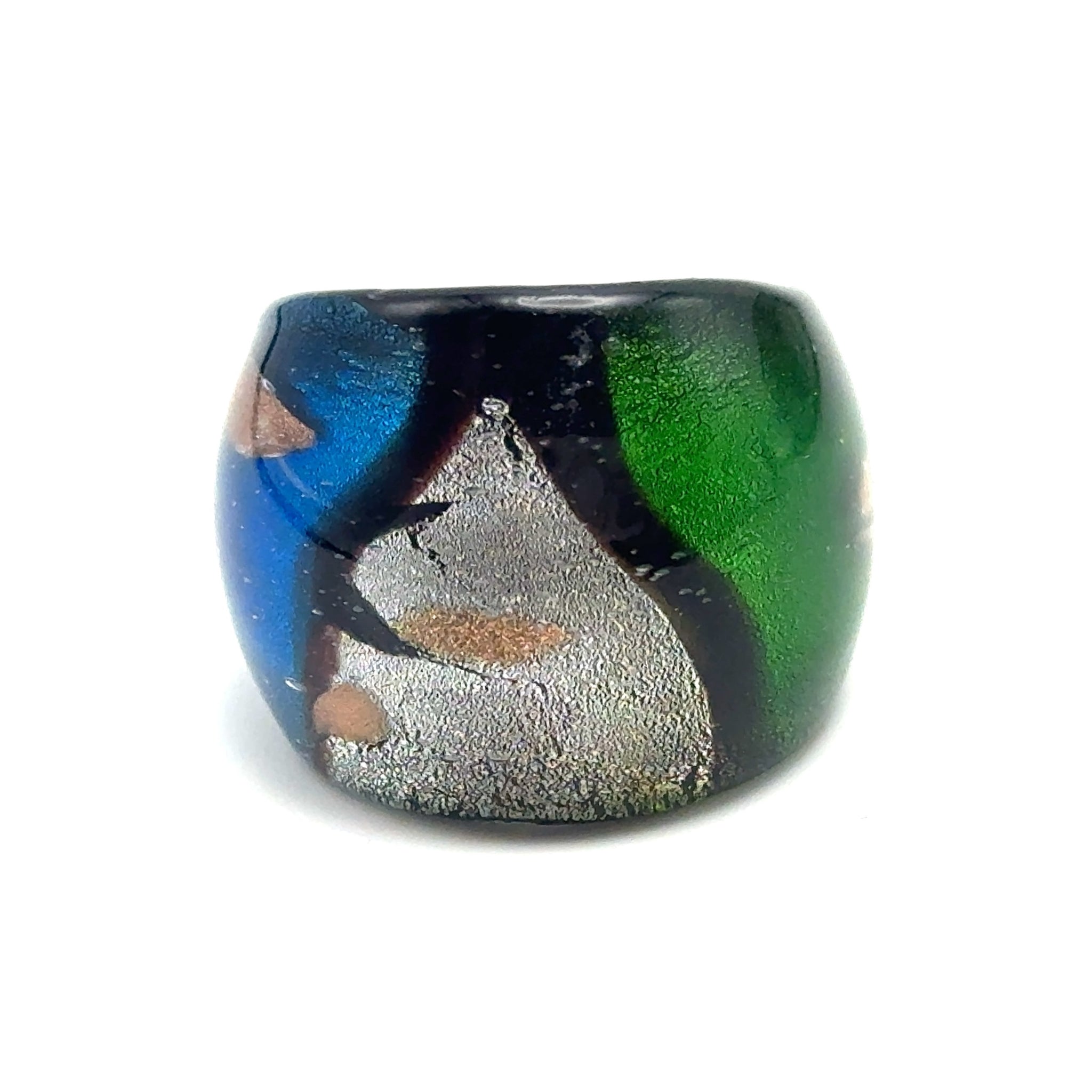 Handmade Glass Acrylic Ring Radiance Artistry with Aqua Infinity Band