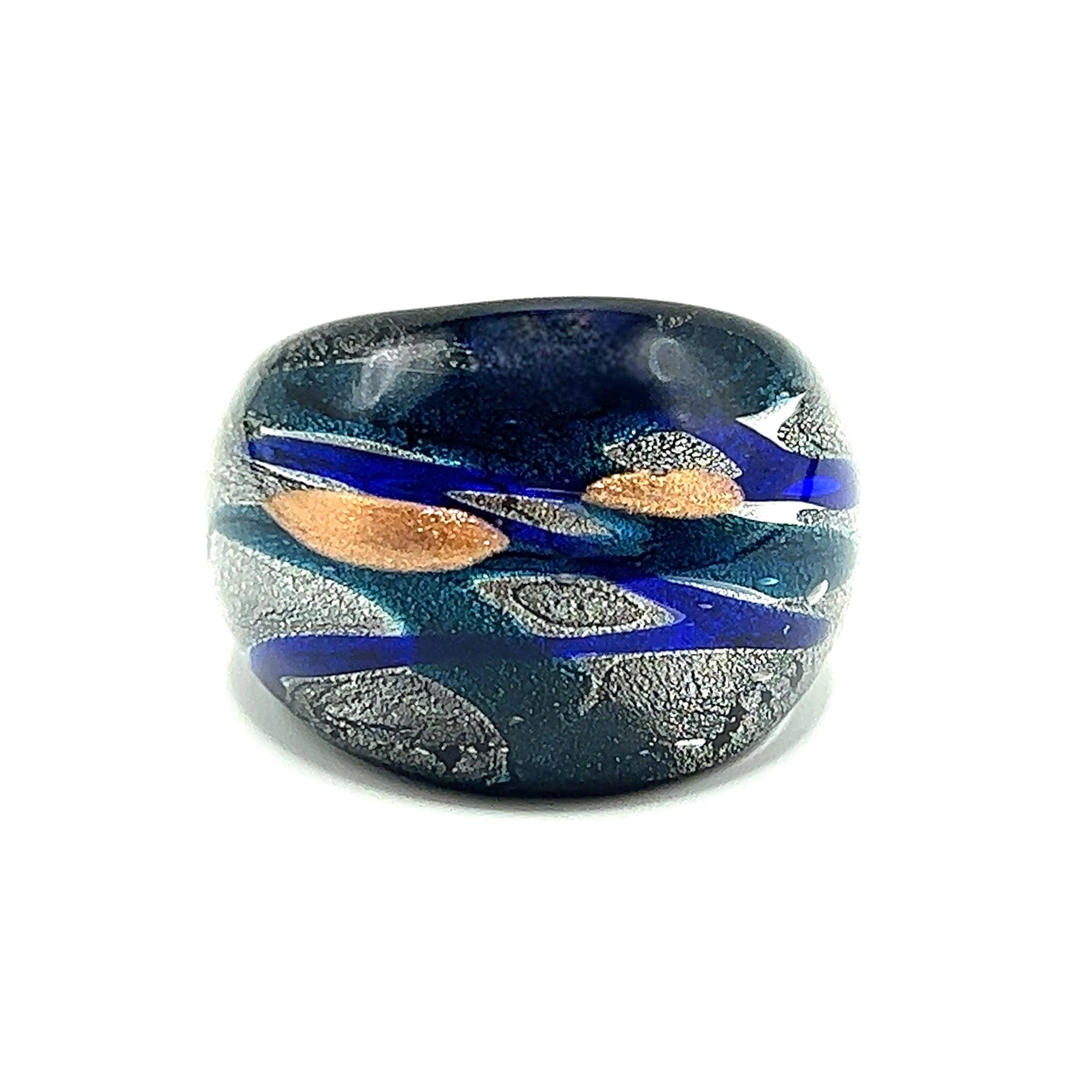 Handmade Glass Acrylic Ring Fusion Celestial's Aqua Infinity Band