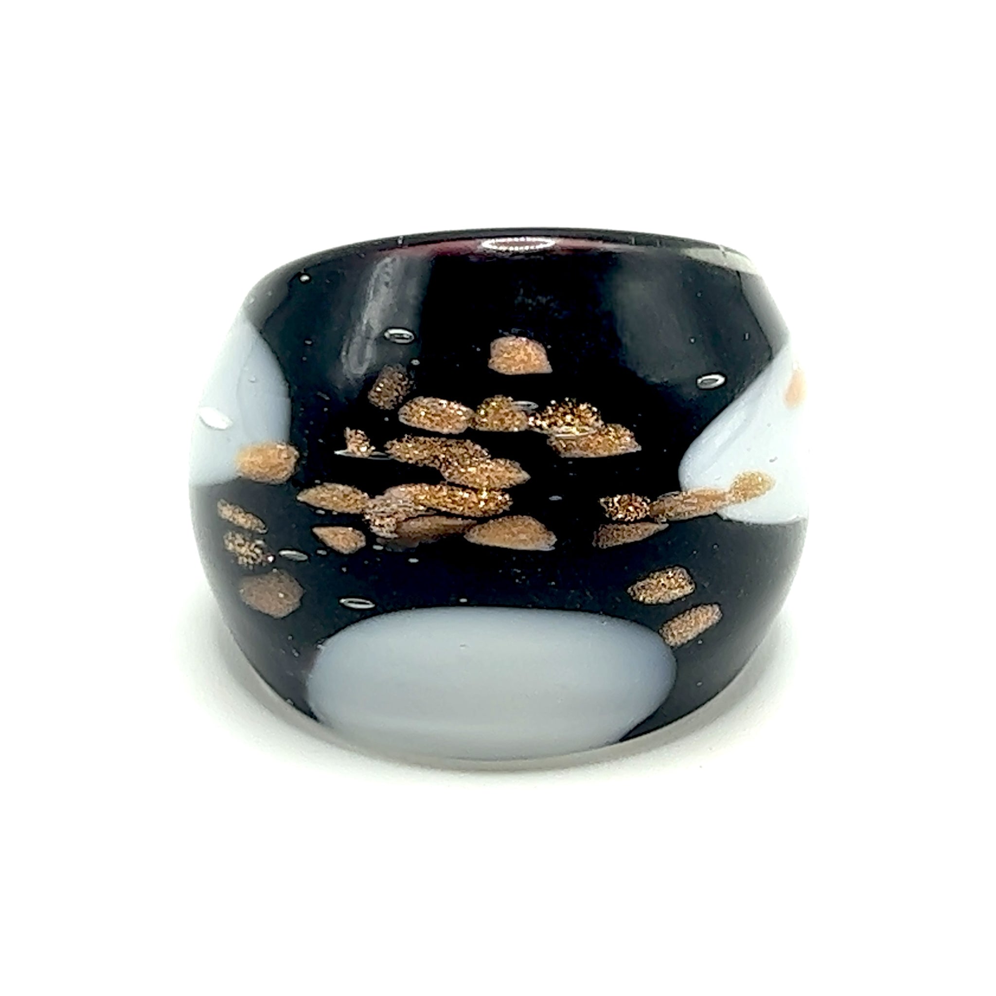 Handmade Glass Acrylic Ring Monochromatic Elegance Gilded Infinity Band