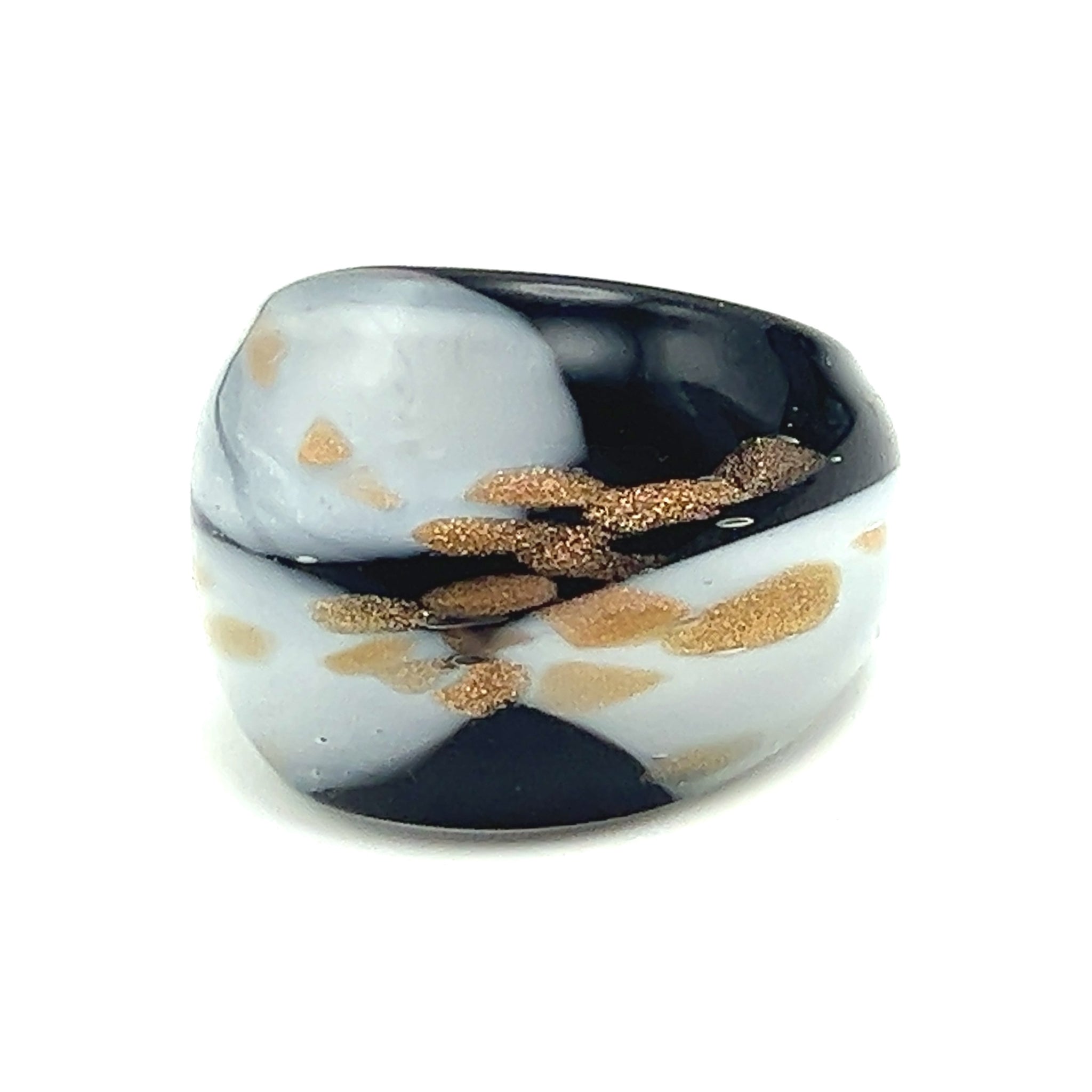 Handmade Glass Acrylic Ring Monochrome Elegant Gilded Infinity Band