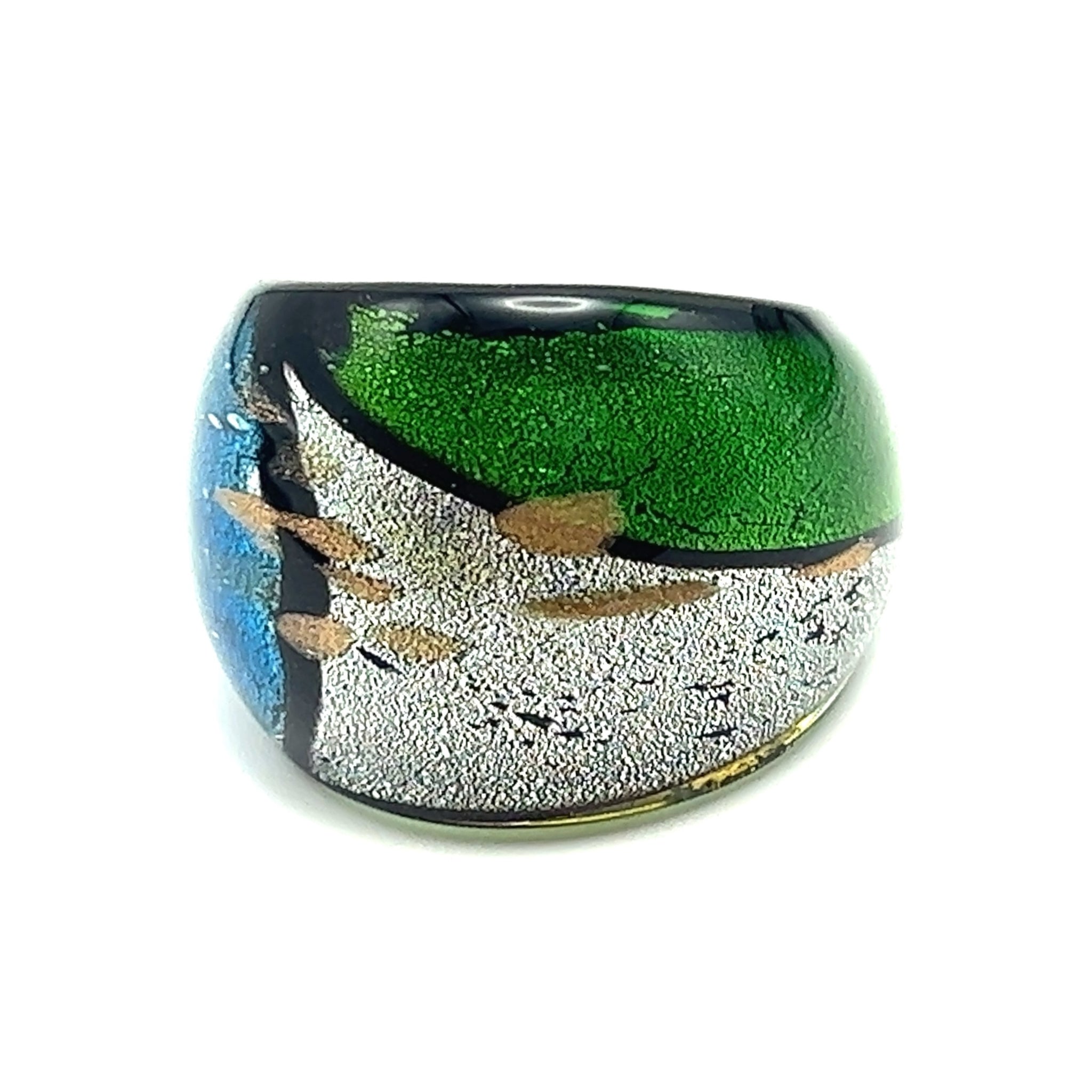 Handmade Glass Acrylic Ring Aqua's Radiance and Artistry Infinity Band
