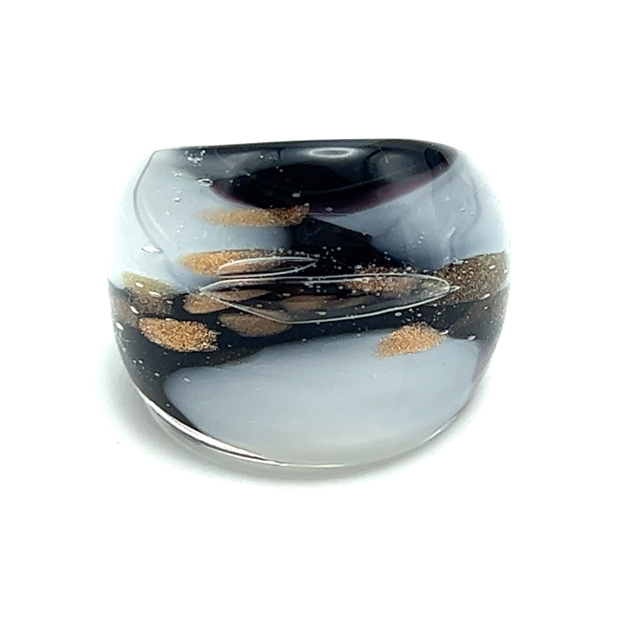 Handmade Glass Acrylic Ring Gilded Elegance Monochrome's Infinity Band