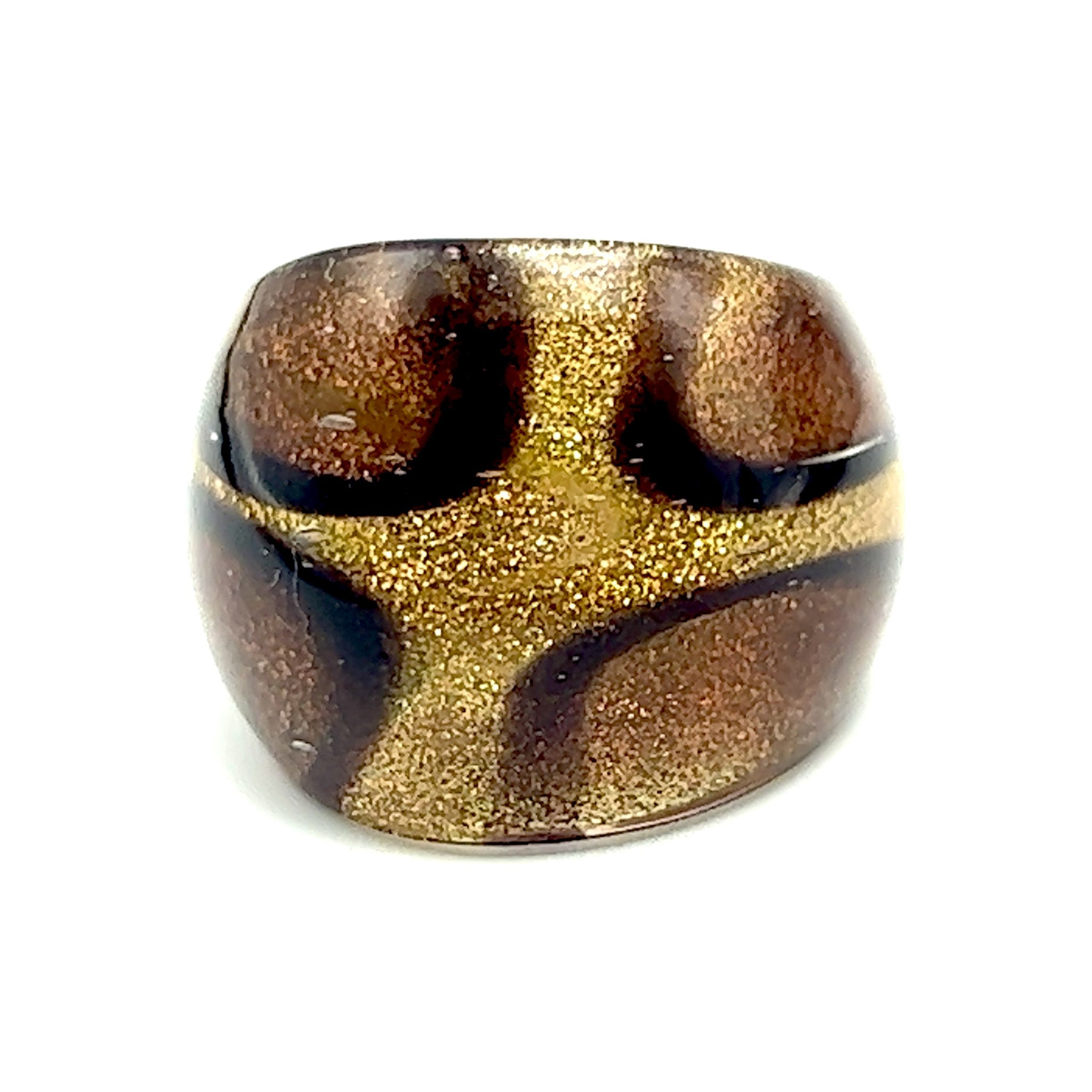 Handmade Glass Acrylic Ring Autumn Elegance Gleamingly Infinity Band