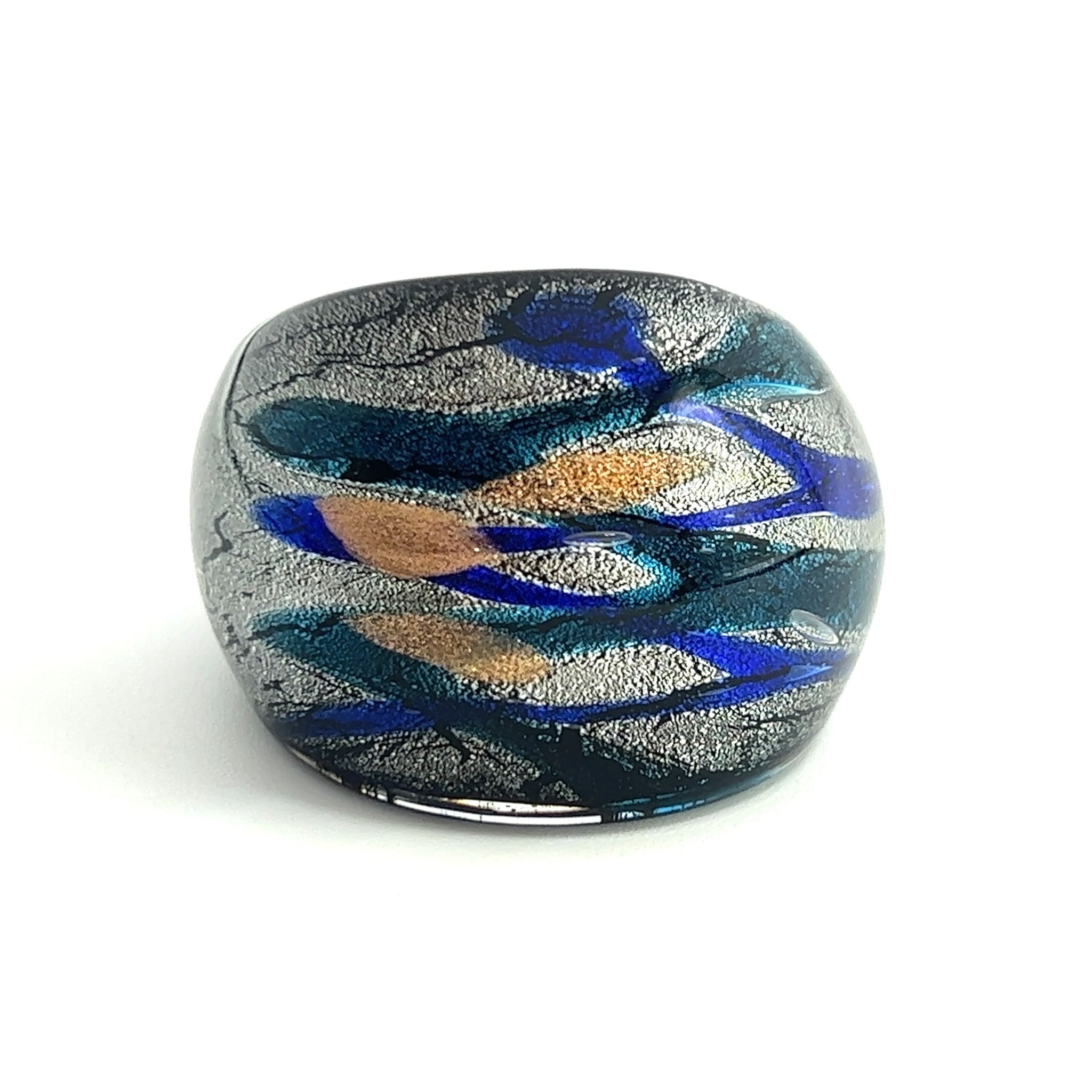 Handmade Glass Acrylic Ring Aqua's Fusion Celestial Infinity Band