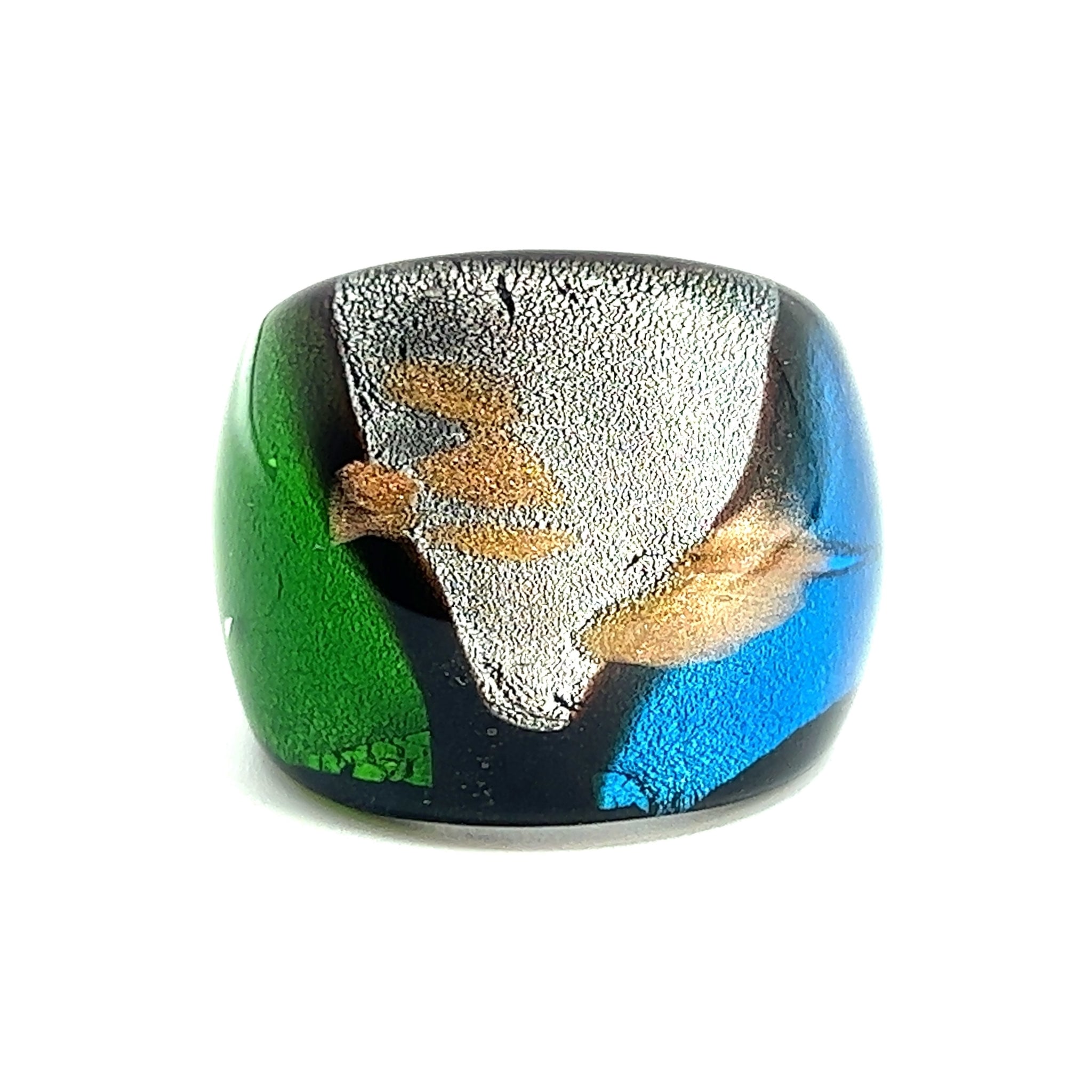 Handmade Glass Acrylic Ring Artistry with Radiance Aqua Infinity Band
