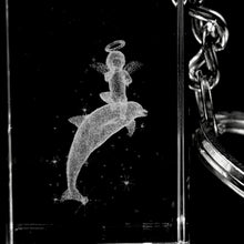 3D Crystal Dolphin Keychain Clear Laser Engraved