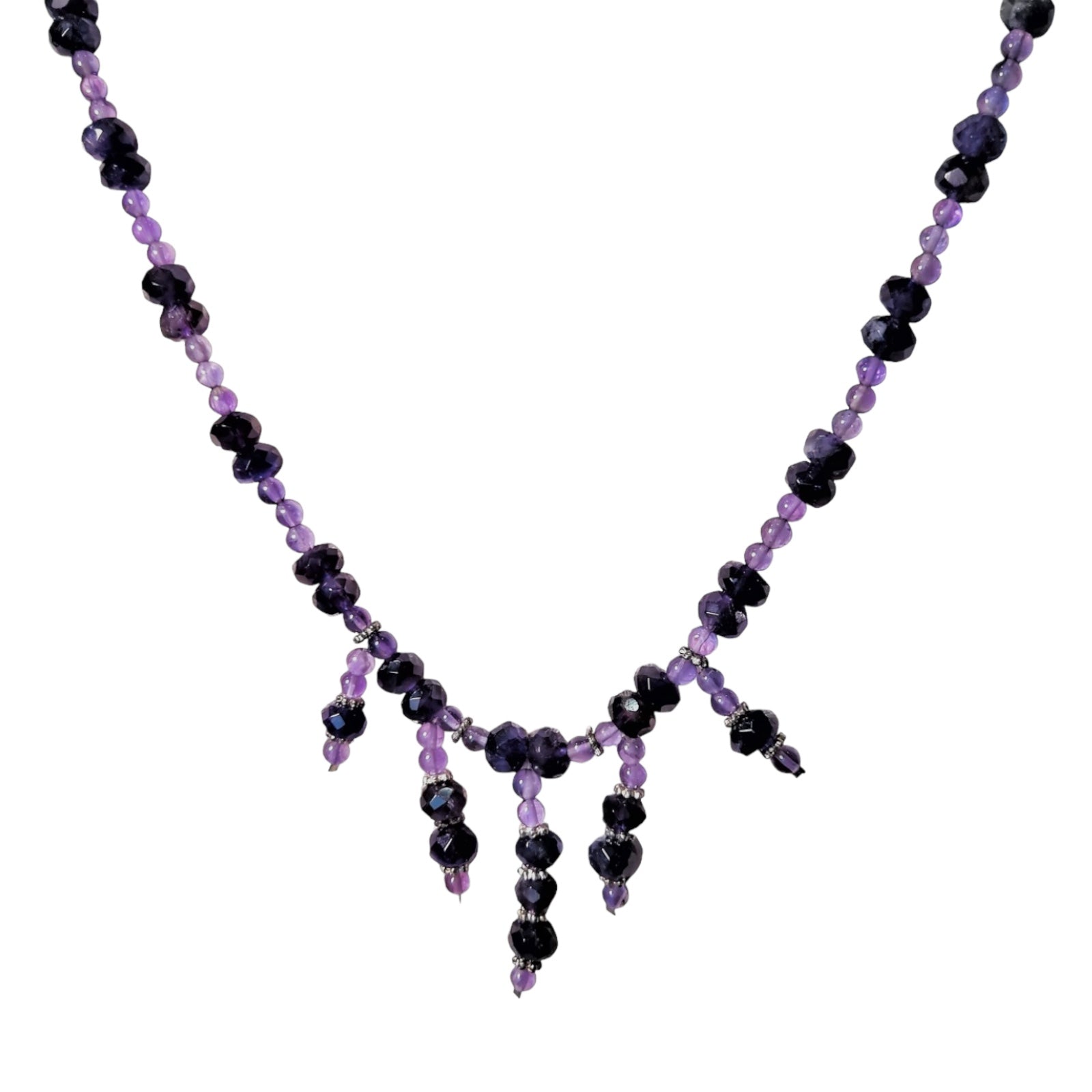 Natural Handmade Necklace 16"-18" Amethyst Gemstone Beads Jewelry