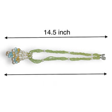 Natural Peridot Blue Topaz Citrine Smooth Pearls Gemstone Necklace