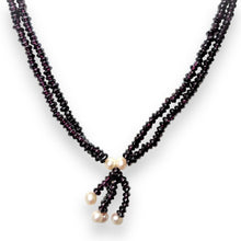 Natural Garnet Tyre with Pearl Gemstone Handmade Necklace