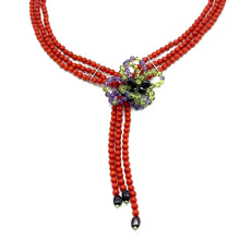 Natural Coral Amethyst Peridot Garnet Plain Ball Semi Necklace