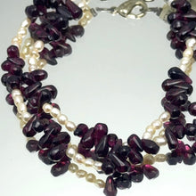 Natural Garnet Drop & Pearl Rice Gemstone Bracelet