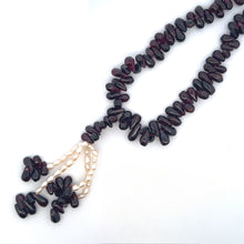 Natural Garnet Drop & Pearl Rice Birthstone Necklace Jewelry