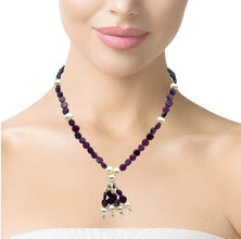 Natural Garnet Button 6mm & Pearl Button 7x6mm Gemstone Necklace