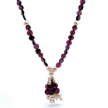 Natural Garnet Button 6mm & Pearl Button 7x6mm Gemstone Necklace