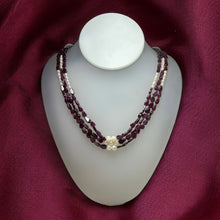 Natural Garnet Pear & Pearl Gemstone Handmade Necklace