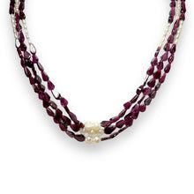 Natural Garnet Pear & Pearl Gemstone Handmade Necklace