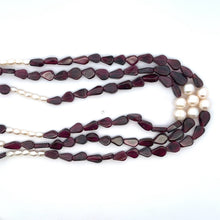 Natural Garnet Pear & Pearl Gemstone Handmade Necklace