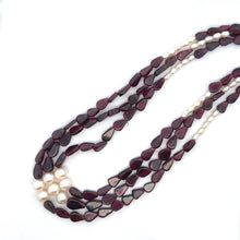 Natural Garnet Pear & Pearl Gemstone Handmade Necklace