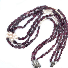 Natural Garnet Pear & Pearl Gemstone Handmade Necklace