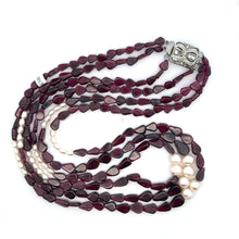 Natural Garnet Pear & Pearl Gemstone Handmade Necklace