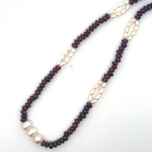 Natural Garnet Tyre Pearl Oval Rice Smooth Gemstone Necklace