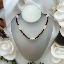 Natural Garnet Tyre Pearl Oval Rice Smooth Gemstone Necklace