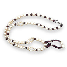 Natural Garnet & Pearl Rondelle Gemstone Crafted Necklace