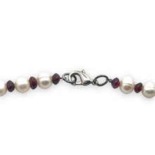 Natural Garnet & Pearl Rondelle Gemstone Crafted Necklace