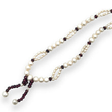 Natural Garnet & Pearl Rondelle Gemstone Crafted Necklace