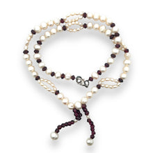 Natural Garnet & Pearl Rondelle Gemstone Crafted Necklace