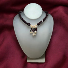 Natural Garnet Fancy & Pearl Gemstone Necklace Handmade