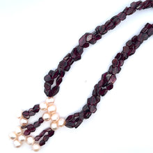 Natural Garnet Fancy & Pearl Gemstone Necklace Handmade