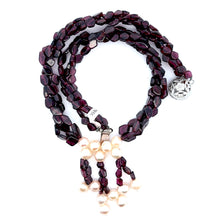 Natural Garnet Fancy & Pearl Gemstone Necklace Handmade
