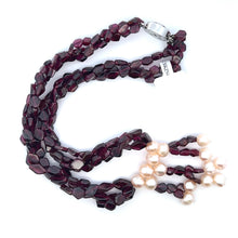 Natural Garnet Fancy & Pearl Gemstone Necklace Handmade