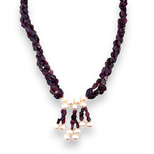 Natural Garnet Fancy & Pearl Gemstone Necklace Handmade