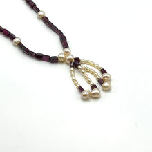 Natural Garnet Chobra & Pearl Plain Gemstone Necklace