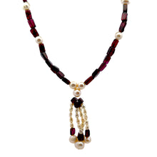 Natural Garnet Chobra & Pearl Plain Gemstone Necklace