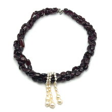 Natural Garnet Mani & Pearl Twisted Gemstone Necklace