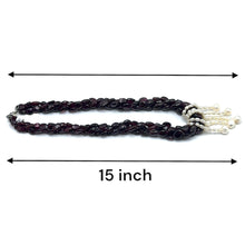 Natural Garnet Mani & Mixed Pearl Twisted Gemstone Necklace
