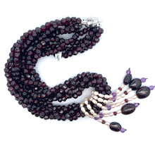 Natural Garnet Pearl Amethyst Birthstone Handmade Necklace
